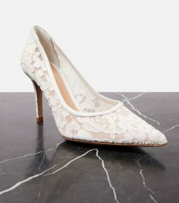 Lyon 85 leather-trimmed lace pumps | Gianvito Rossi