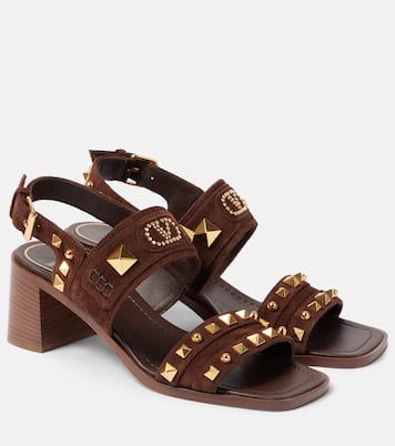 Plaster Caster Rockstud suede sandals | Valentino Garavani