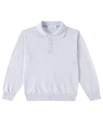 Cashmere, silk, and linen polo sweater | Brunello Cucinelli Kids