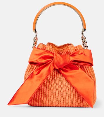 Bon Bon bow-detail raffia bucket bag | Jimmy Choo
