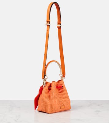 Bon Bon bow-detail raffia bucket bag | Jimmy Choo