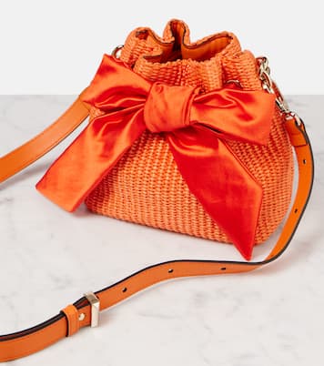 Bon Bon bow-detail raffia bucket bag | Jimmy Choo