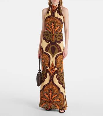 Robe longue imprimée en soie | Johanna Ortiz