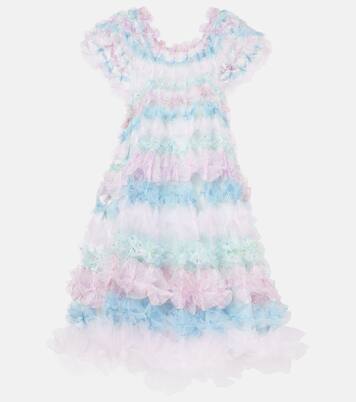 Robe midi Air-Flower en tulle à fleurs | Susan Fang