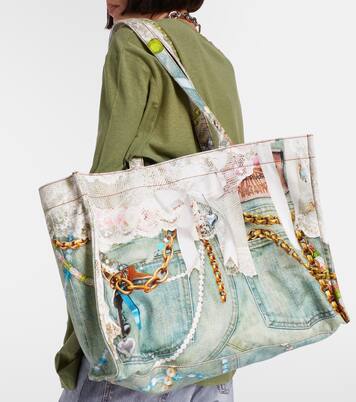 Logo trompe l'oeil canvas tote bag | Acne Studios