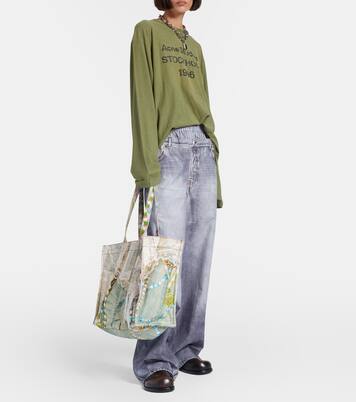 Logo trompe l'oeil canvas tote bag | Acne Studios