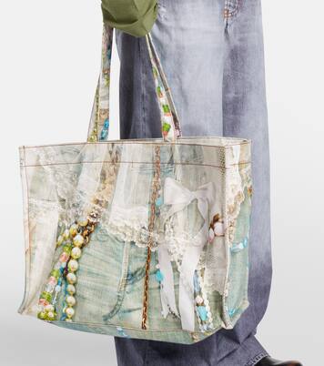 Logo trompe l'oeil canvas tote bag | Acne Studios