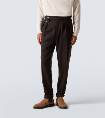 Checked wool, cashmere, and silk twill suit | Brunello Cucinelli