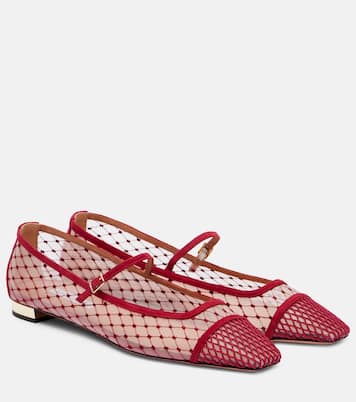 Juliette suede-trimmed Mary Jane flats | Aquazzura