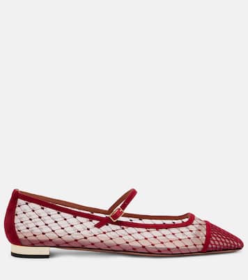 Juliette suede-trimmed Mary Jane flats | Aquazzura