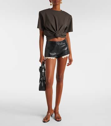 Gathered cotton and silk T-shirt | Magda Butrym