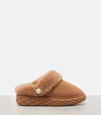 Diamond Maxi Mule F 스웨이드 슬립온 슈즈 | Jimmy Choo