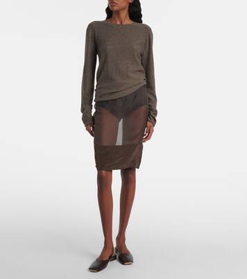 Mabel satin-trimmed mesh midi skirt | Calvin Klein Collection