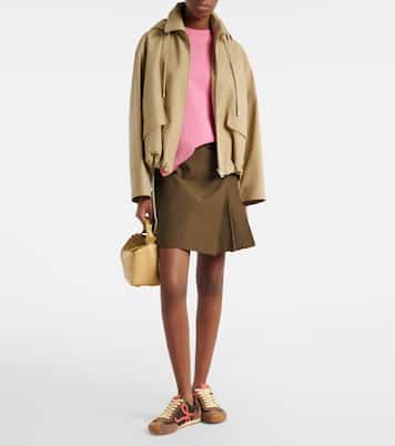 Wickelrock aus einem Baumwollgemisch mit Leder  | Loewe