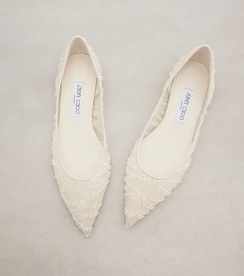 Love embellished mesh ballet flats | Jimmy Choo