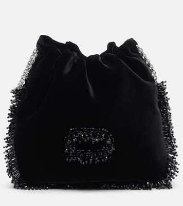 Pilgrim Mini beaded velvet bucket bag | Roger Vivier