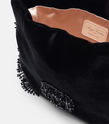 Pilgrim Mini beaded velvet bucket bag | Roger Vivier
