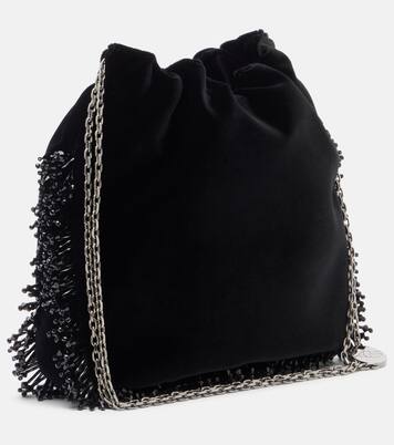Pilgrim Mini beaded velvet bucket bag | Roger Vivier