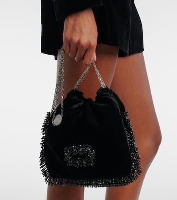 Pilgrim Mini beaded velvet bucket bag | Roger Vivier