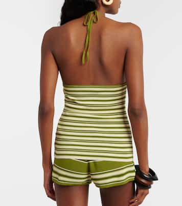 Citara striped halterneck cotton-blend top | Faithfull