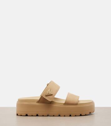 Leather platform sandals | Prada