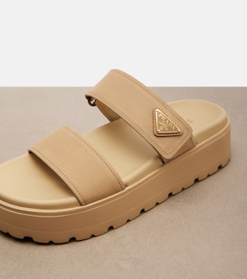 Leather platform sandals | Prada