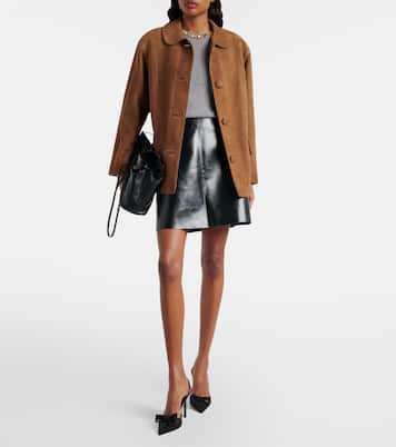 100 leather-trimmed mesh slingback pumps | Prada