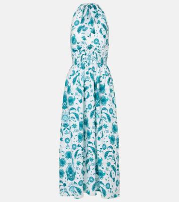Kos paisley shirred linen maxi dress | Heidi Klein