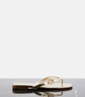 Embellished metallic leather thong sandals | Roger Vivier