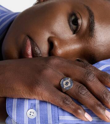 Dawn Chevalier 18kt gold ring with diamonds and sapphires | Ileana Makri