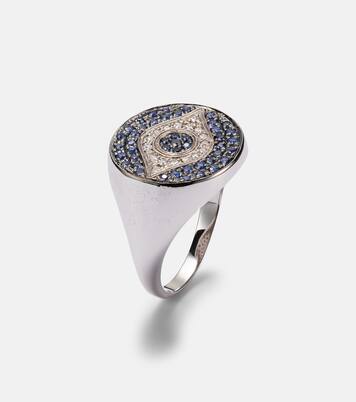 Dawn Chevalier 18kt gold ring with diamonds and sapphires | Ileana Makri