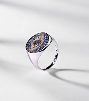 Dawn Chevalier 18kt gold ring with diamonds and sapphires | Ileana Makri