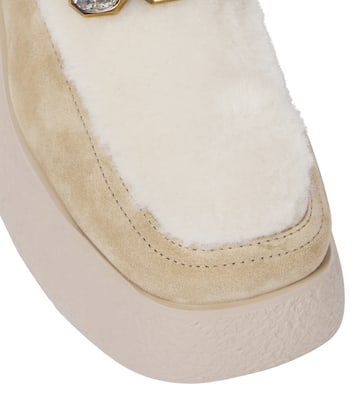 Viv' Rangers shearling-trimmed suede ankle boots | Roger Vivier