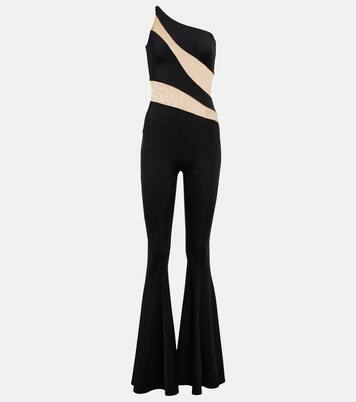 Snake paneled mesh fishtail jumpsuit | Norma Kamali