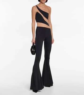 Snake paneled mesh fishtail jumpsuit | Norma Kamali