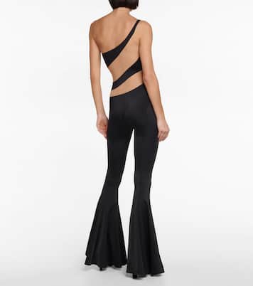 Snake paneled mesh fishtail jumpsuit | Norma Kamali