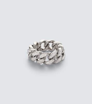Flat Link 18kt white gold ring with diamonds | Shay Jewelry