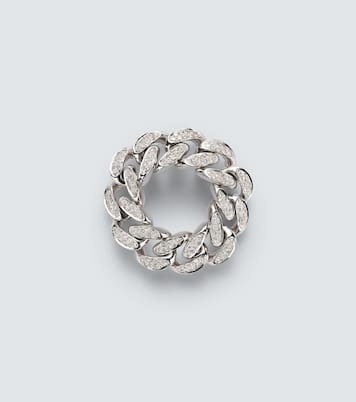 Flat Link 18kt white gold ring with diamonds | Shay Jewelry