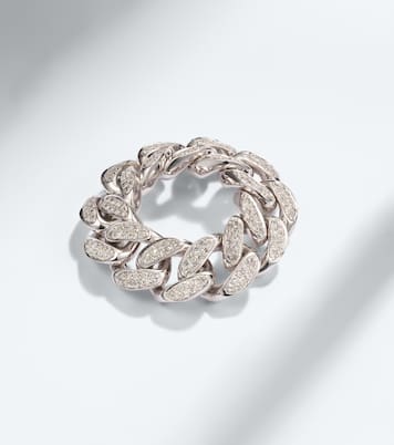 Flat Link 18kt white gold ring with diamonds | Shay Jewelry