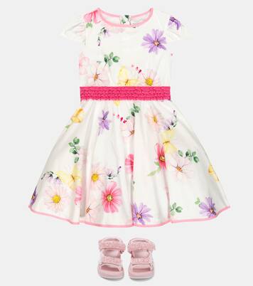 Floral cotton poplin dress | Monnalisa