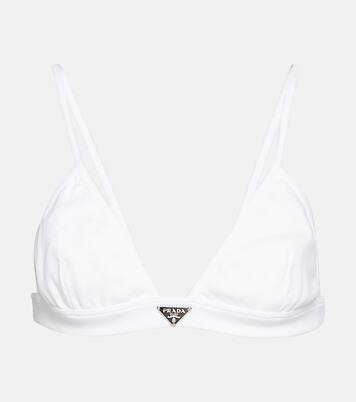 Logo cotton jersey bralette | Prada