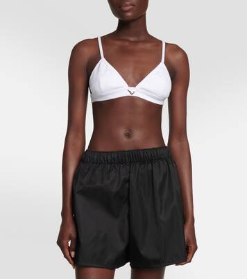 Logo cotton jersey bralette | Prada