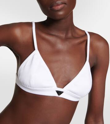 Logo cotton jersey bralette | Prada