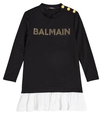 Logo cotton jersey dress | Balmain Kids
