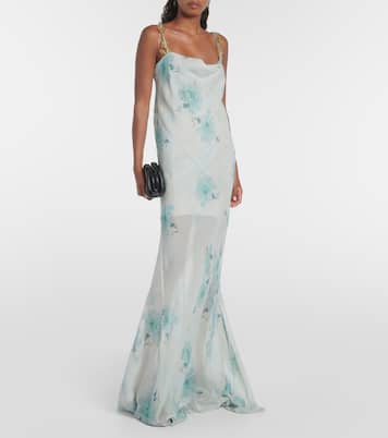 Floral embellished silk chiffon gown | Dries Van Noten