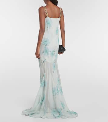 Floral embellished silk chiffon gown | Dries Van Noten