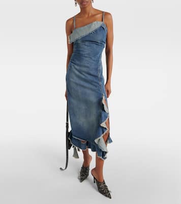 Delouise ruffled denim midi dress | Acne Studios