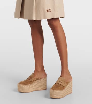 Espadrille-Wedges aus Veloursleder | Gianvito Rossi