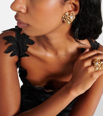 Boucles d'oreilles clip Coral Heart à ornements | Oscar de la Renta