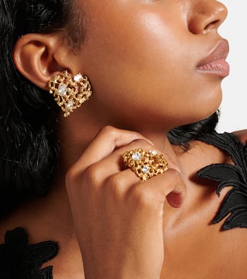 Boucles d'oreilles clip Coral Heart à ornements | Oscar de la Renta